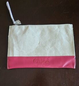 Beige and Pink Chloe Women's Make Up Pouch